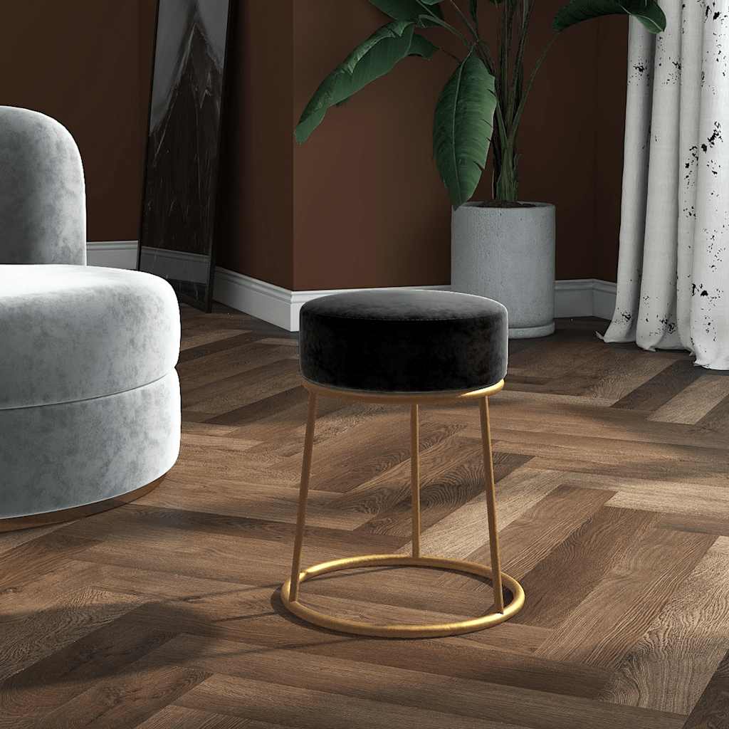 Tabouret rond Noir Velours - XIOS