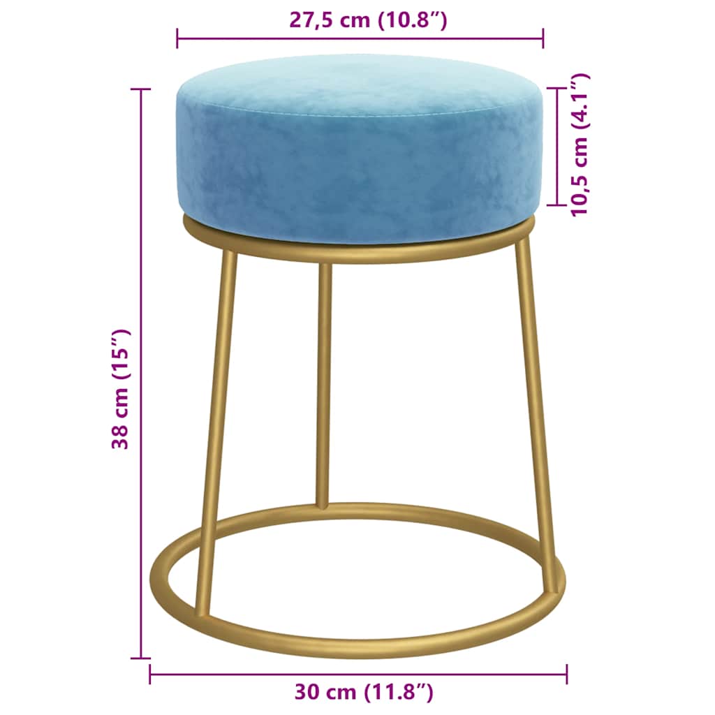 Tabouret rond Bleu clair Velours - XIOS