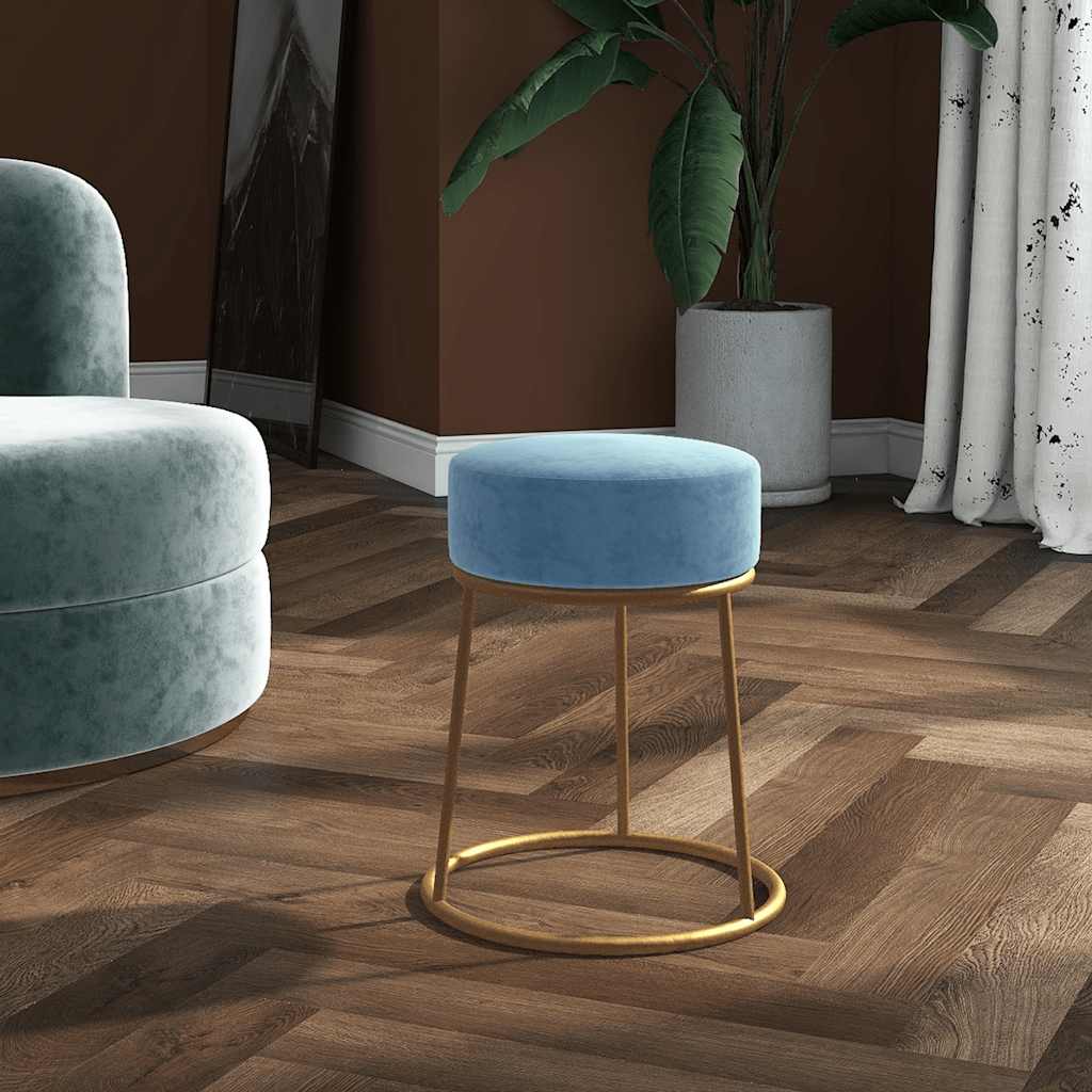 Tabouret rond Bleu clair Velours - XIOS