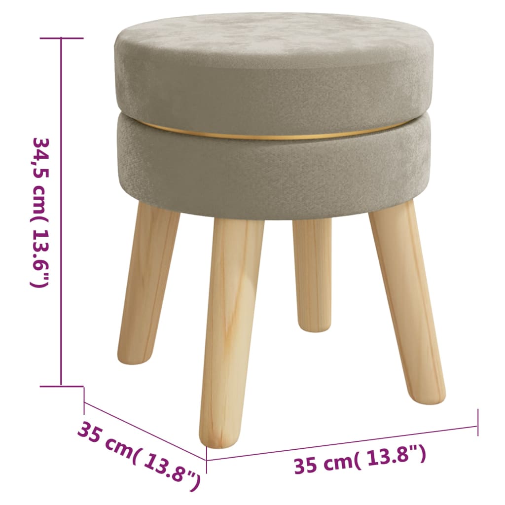 Tabouret rond Gris foncé Velours - XIOS