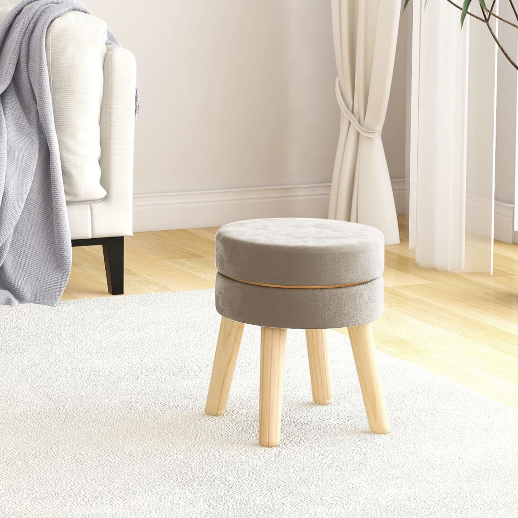 Tabouret rond Gris foncé Velours - XIOS
