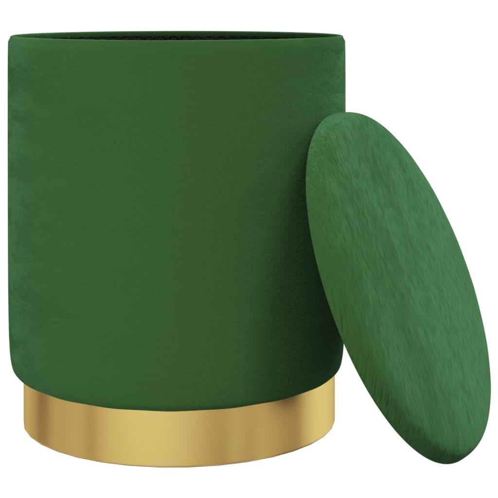 Tabouret de rangement rond Vert Velours 31 x 37 cm - XIOS
