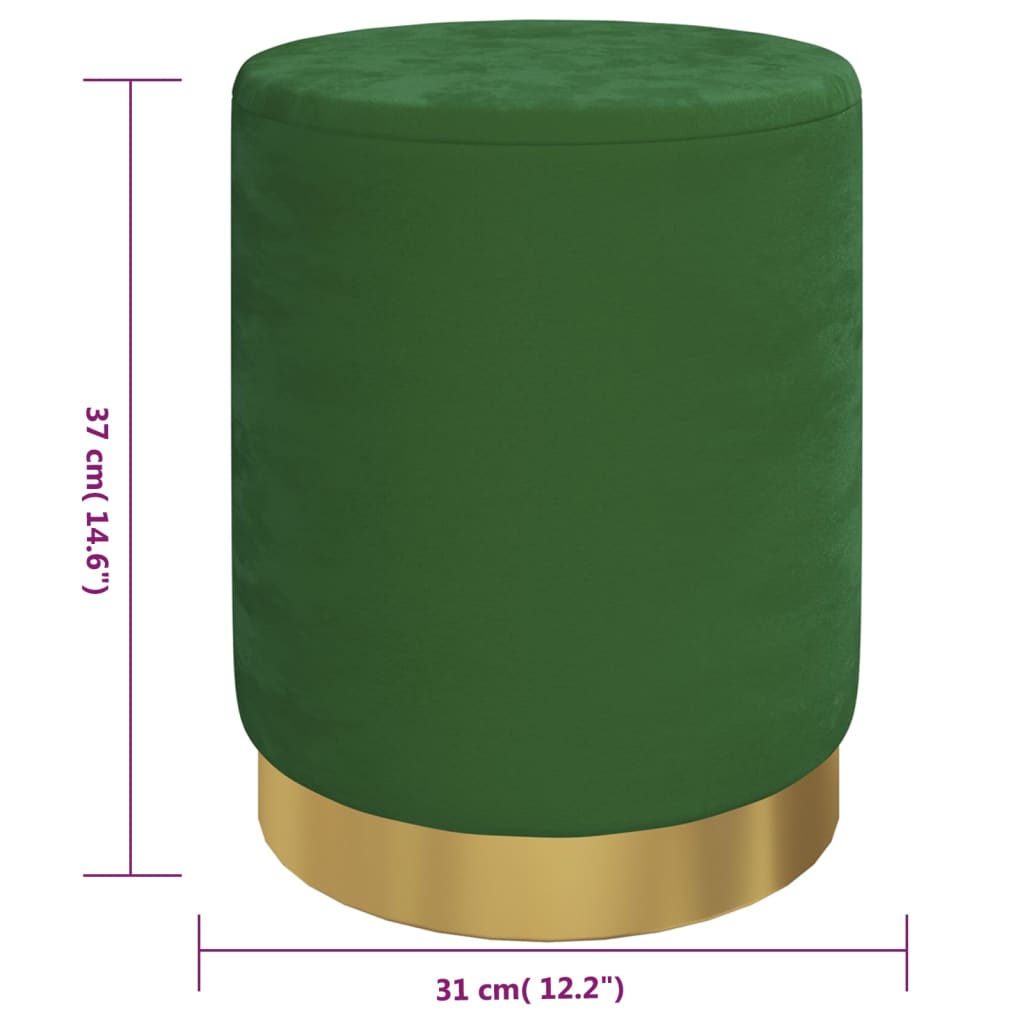 Tabouret de rangement rond Vert Velours 31 x 37 cm - XIOS