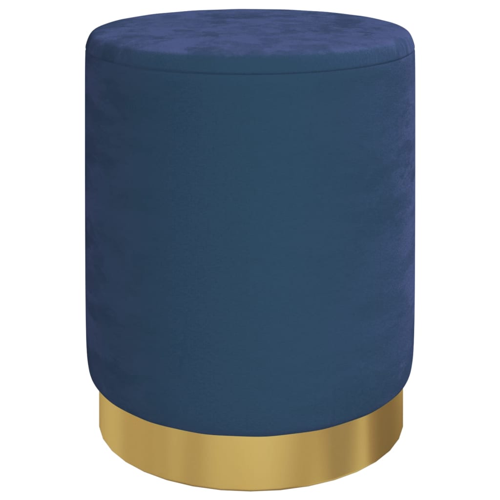 Tabouret de rangement rond Bleu Velours 31 x 37 cm - XIOS