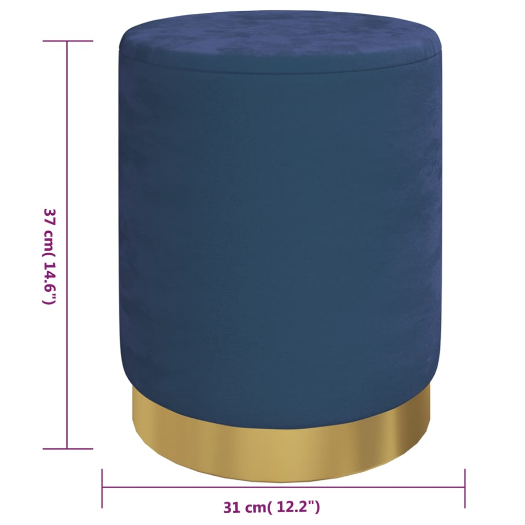 Tabouret de rangement rond Bleu Velours 31 x 37 cm - XIOS