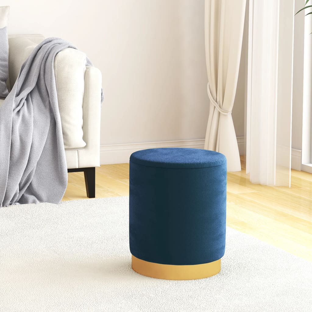 Tabouret de rangement rond Bleu Velours 31 x 37 cm - XIOS