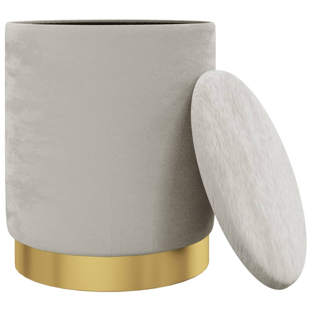 Tabouret de rangement rond Gris clair Velours 31 x 37 cm - XIOS