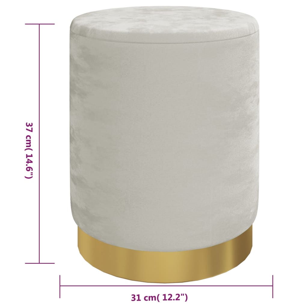 Tabouret de rangement rond Gris clair Velours 31 x 37 cm - XIOS