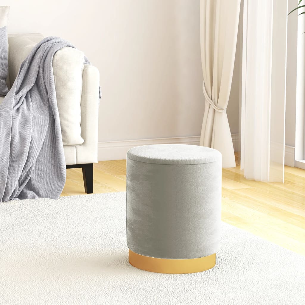 Tabouret de rangement rond Gris clair Velours 31 x 37 cm - XIOS