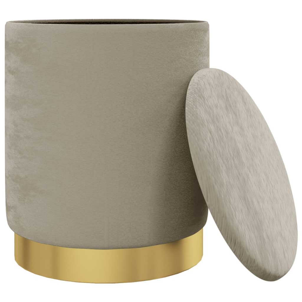 Tabouret de rangement rond Gris foncé Velours 31 x 37 cm - XIOS