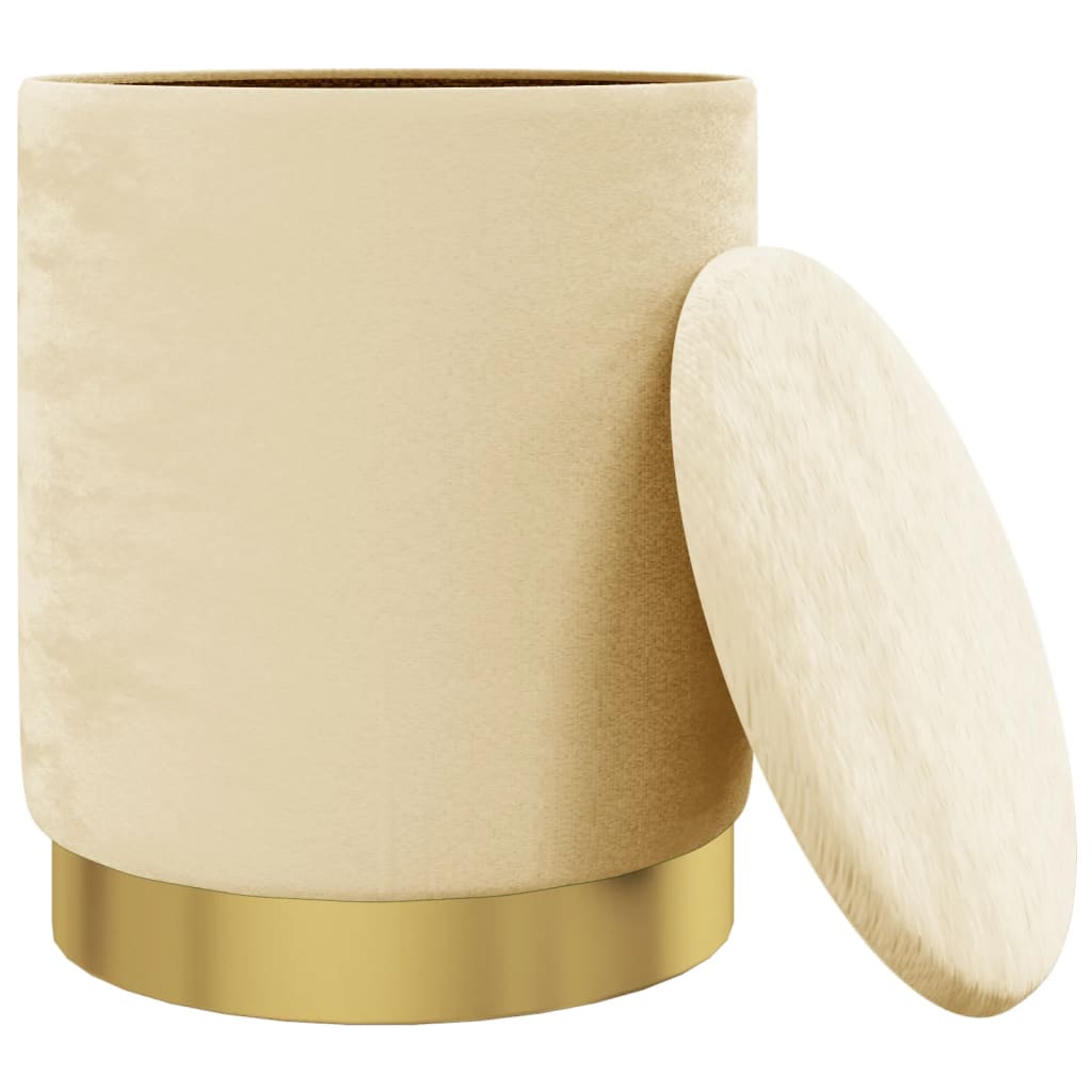 Tabouret de rangement rond Abricot Velours 31 x 37 cm - XIOS