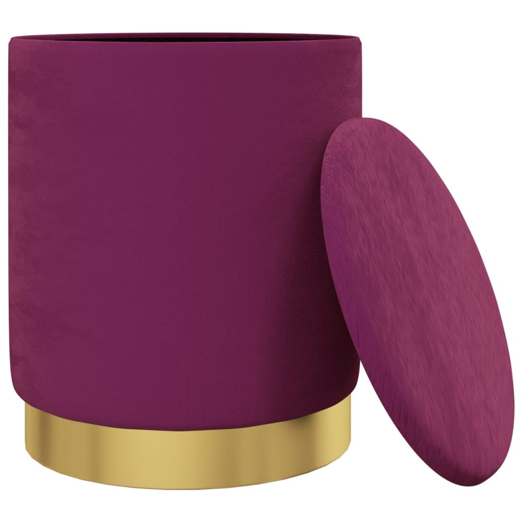 Tabouret de rangement rond Violet Velours 31 x 37 cm - XIOS