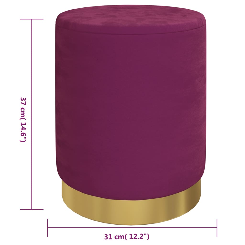 Tabouret de rangement rond Violet Velours 31 x 37 cm - XIOS