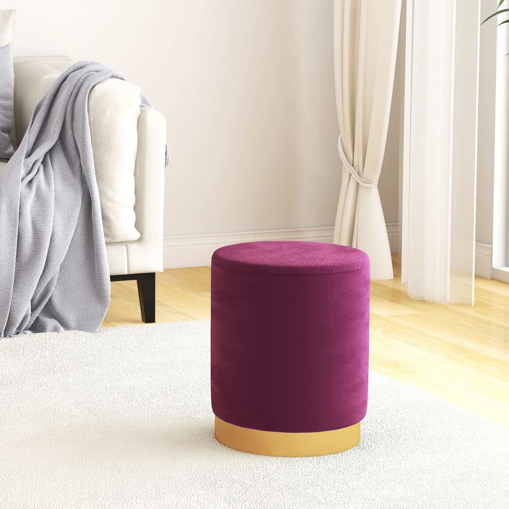Tabouret de rangement rond Violet Velours 31 x 37 cm - XIOS