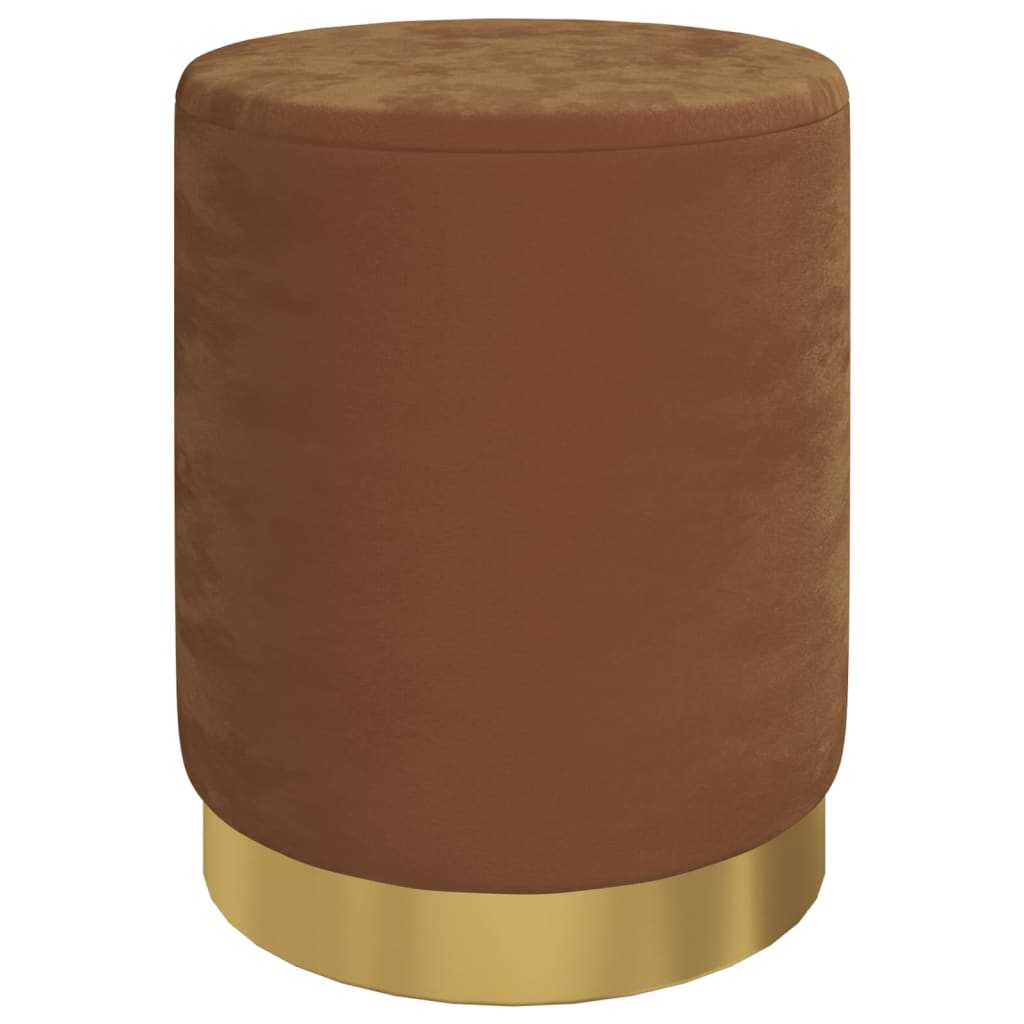 Tabouret de rangement rond Marron Velours 31 x 37 cm