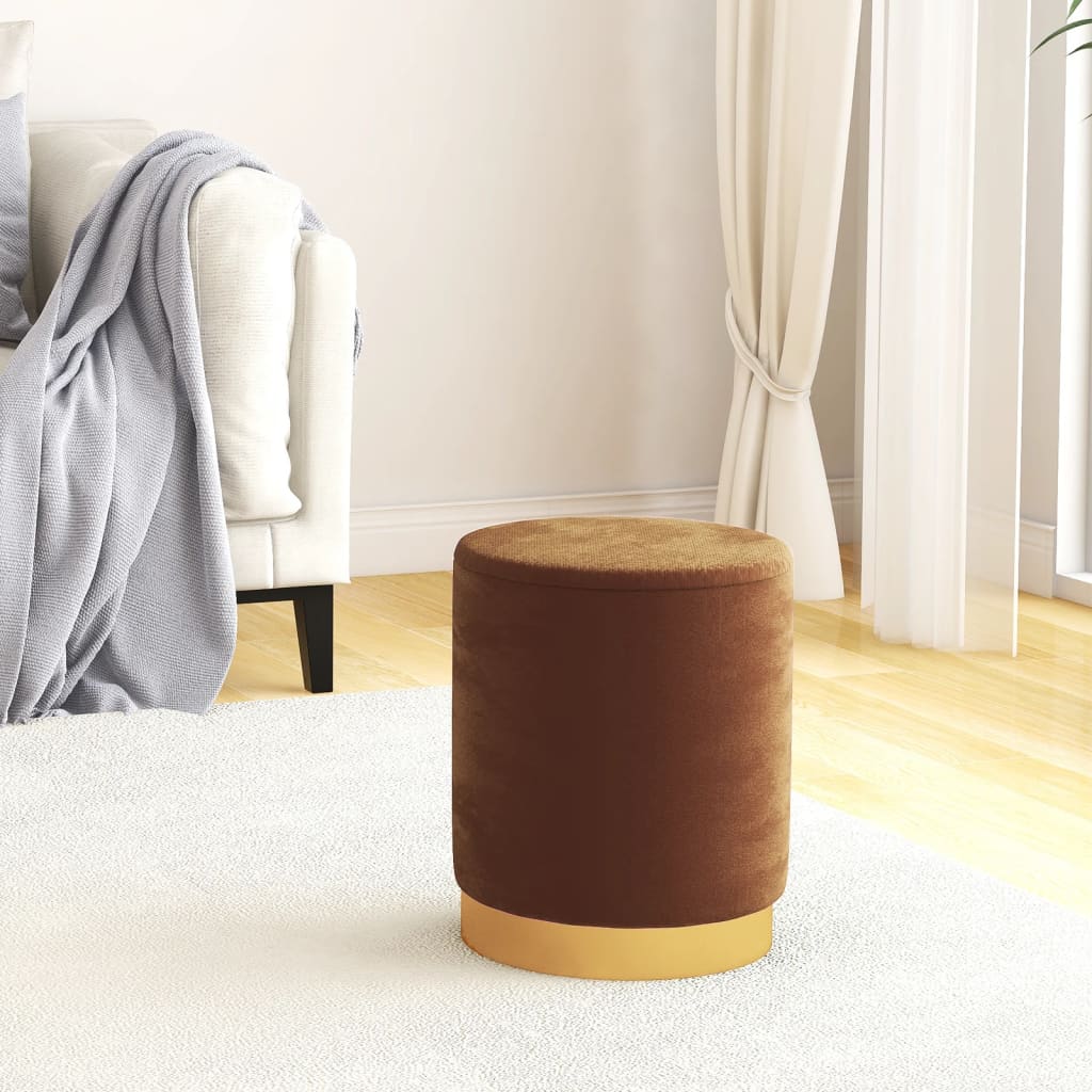 Tabouret de rangement rond Marron Velours 31 x 37 cm