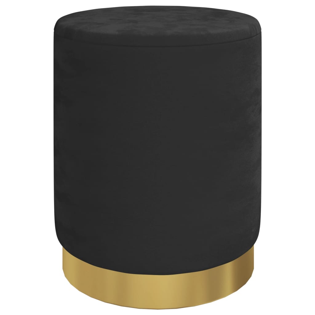 Tabouret de rangement rond Noir Velours 31 x 37 cm - XIOS