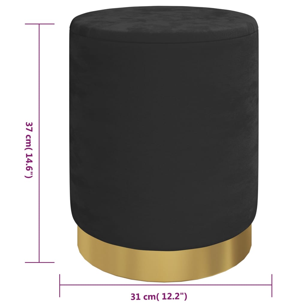 Tabouret de rangement rond Noir Velours 31 x 37 cm - XIOS