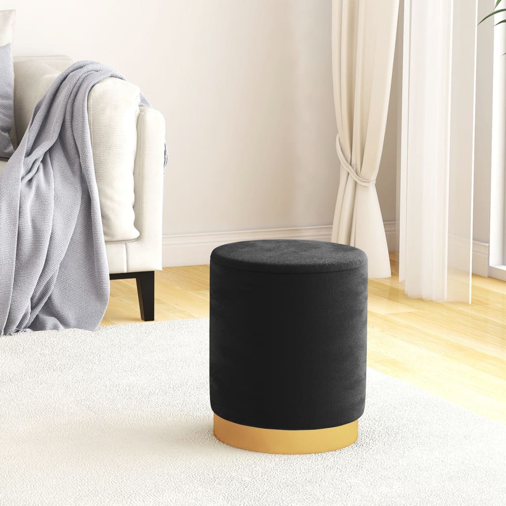 Tabouret de rangement rond Noir Velours 31 x 37 cm - XIOS