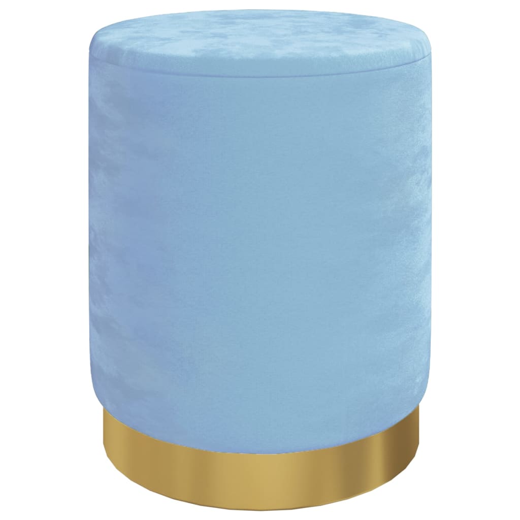 Tabouret de rangement rond Bleu clair Velours 31 x 37 cm - XIOS