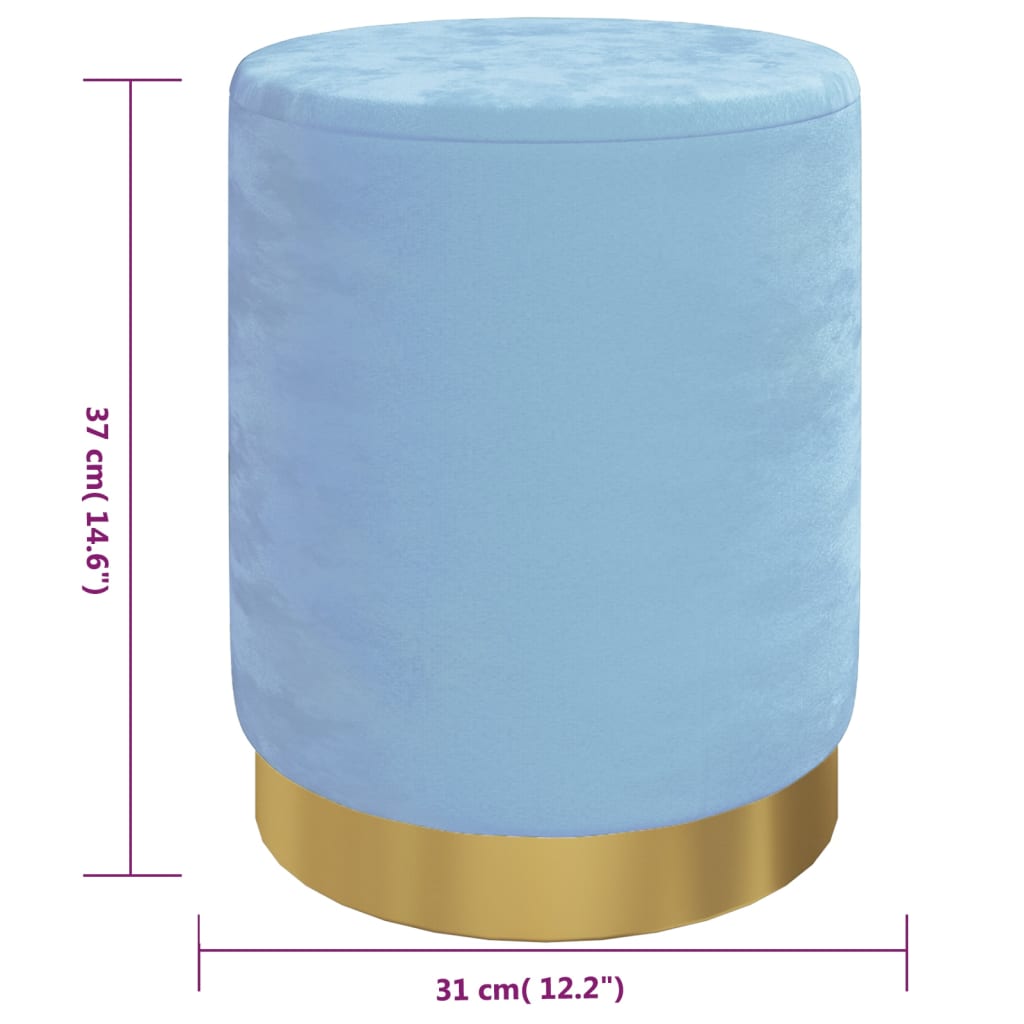 Tabouret de rangement rond Bleu clair Velours 31 x 37 cm - XIOS