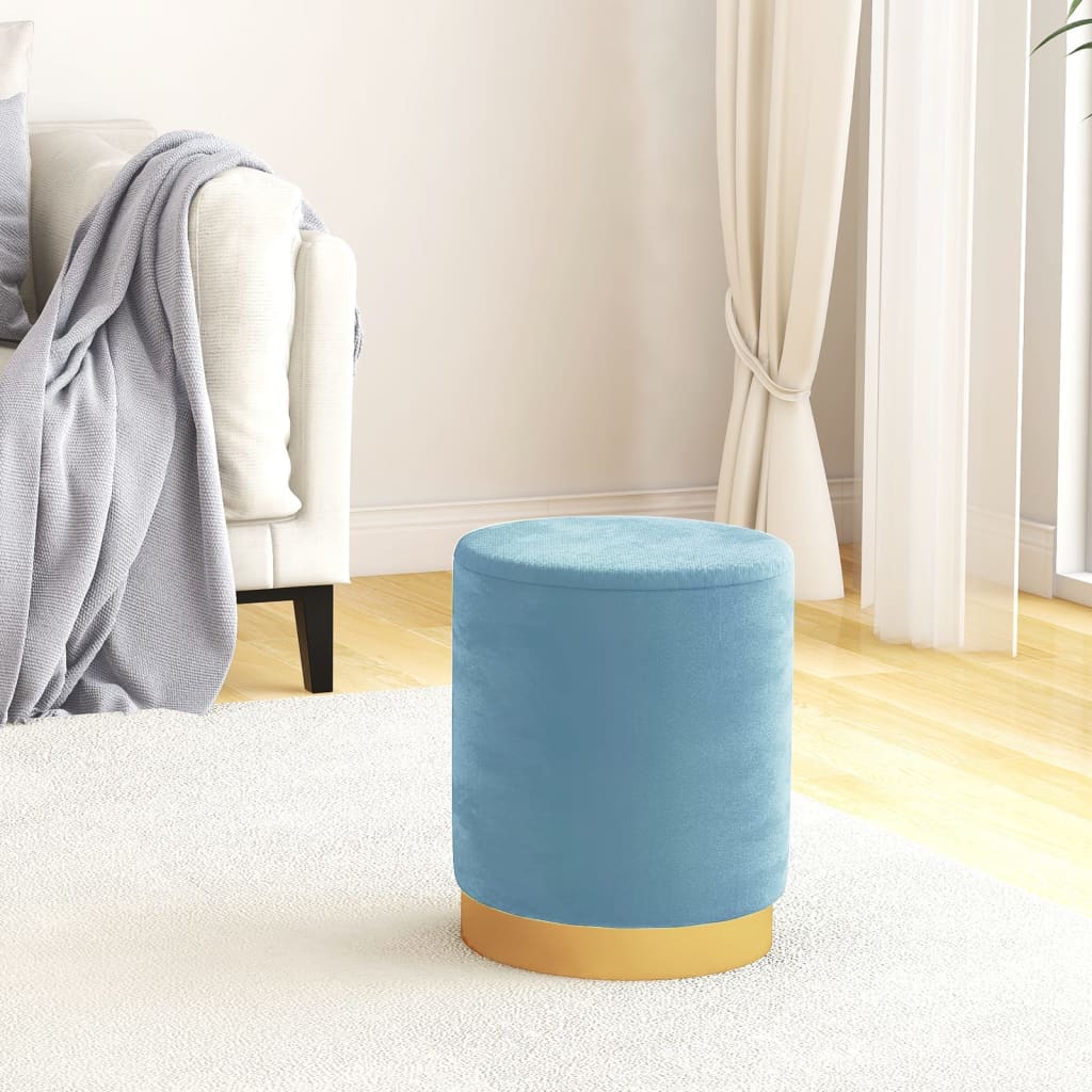 Tabouret de rangement rond Bleu clair Velours 31 x 37 cm - XIOS