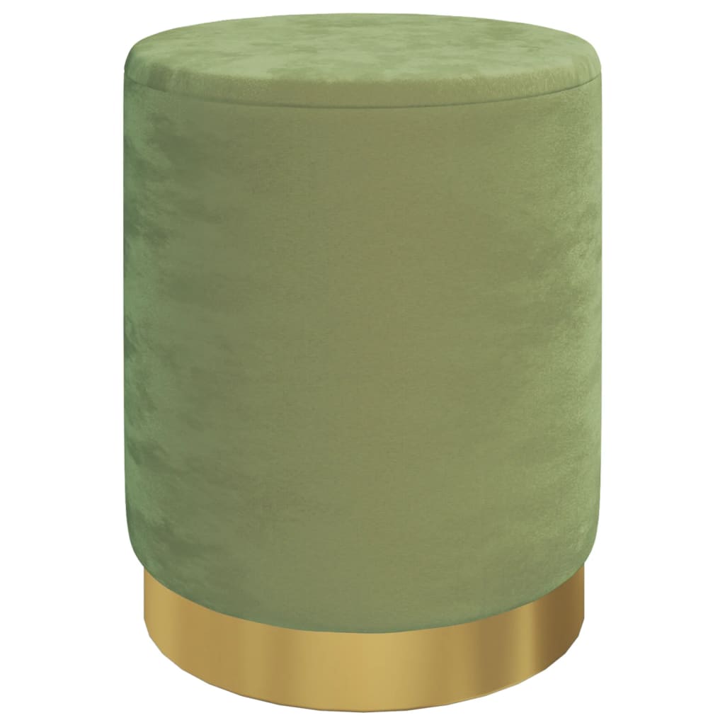 Tabouret de rangement rond Vert moutarde Velours 31 x 37 cm - XIOS