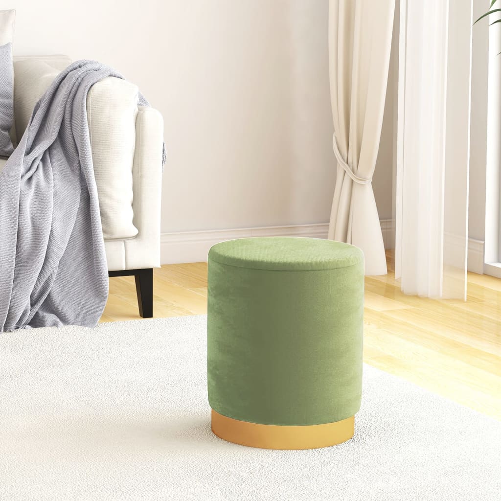 Tabouret de rangement rond Vert moutarde Velours 31 x 37 cm - XIOS