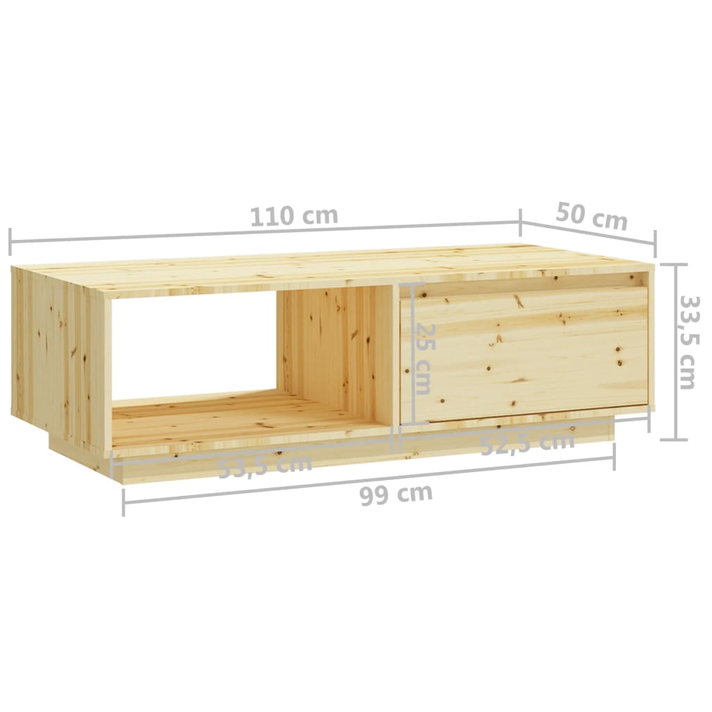 Table basse 110x50x33,5 cm bois de sapin massif - XIOS