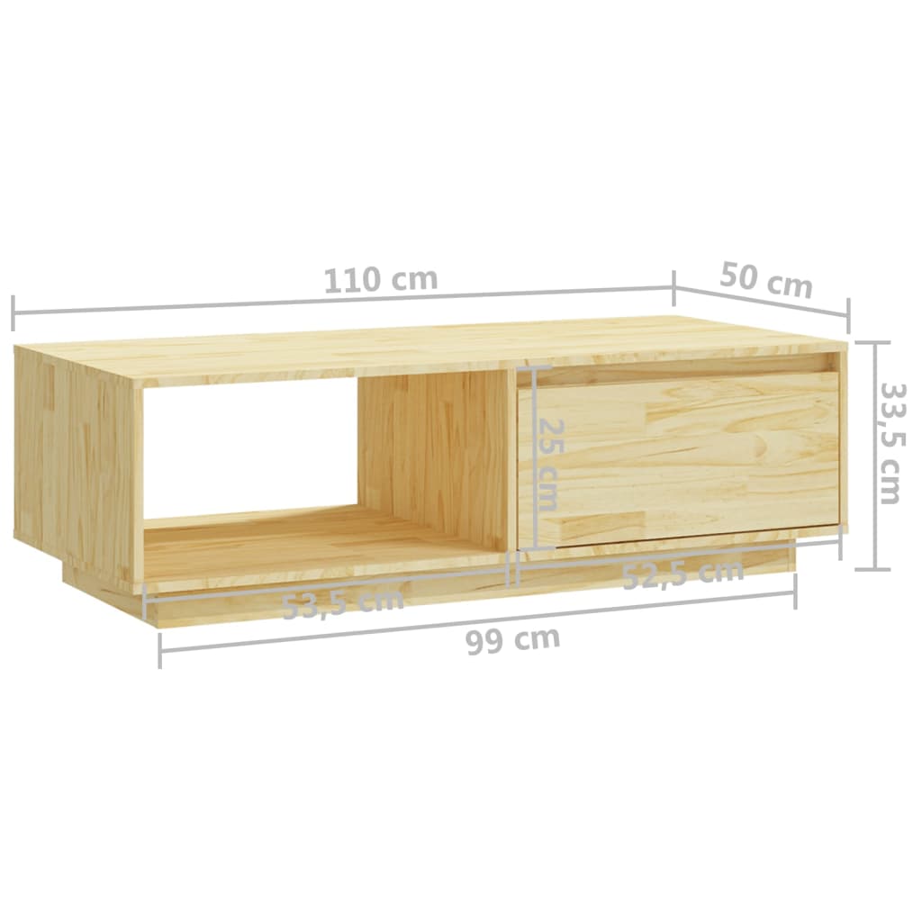 Table basse 110x50x33,5 cm bois de pin massif - XIOS