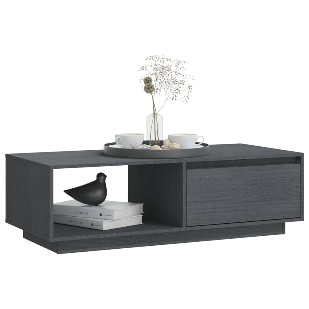 Table basse gris 110x50x33,5 cm bois de pin massif - XIOS