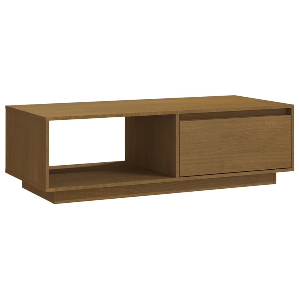 Table basse marron miel 110x50x33,5 cm bois de pin massif - XIOS