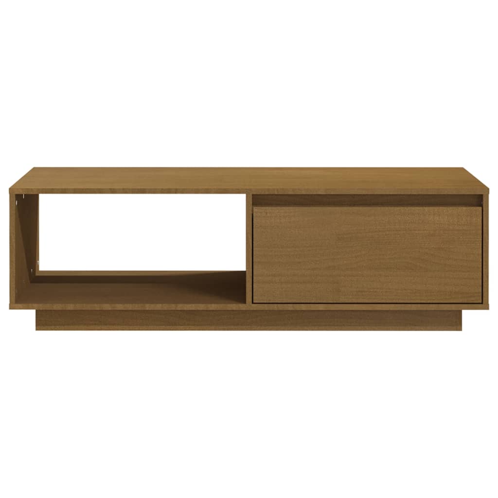 Table basse marron miel 110x50x33,5 cm bois de pin massif - XIOS