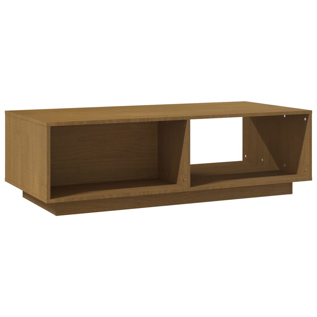 Table basse marron miel 110x50x33,5 cm bois de pin massif - XIOS