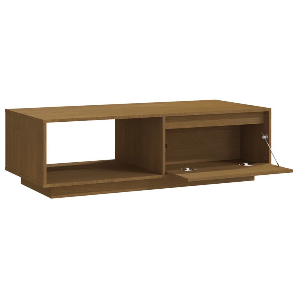 Table basse marron miel 110x50x33,5 cm bois de pin massif - XIOS