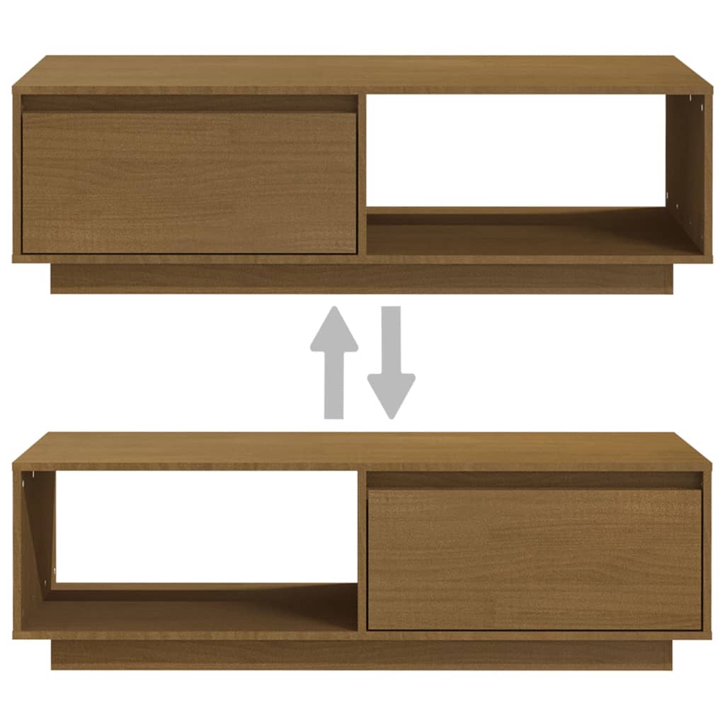 Table basse marron miel 110x50x33,5 cm bois de pin massif - XIOS