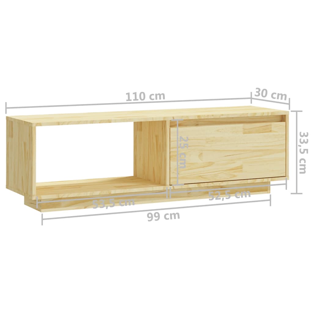 Meuble TV 110x30x33,5 cm Bois de pin massif - XIOS