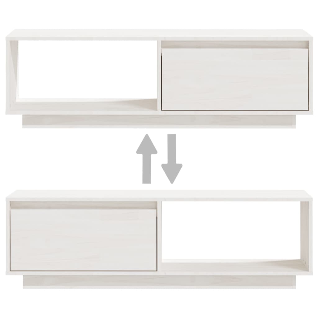 Meuble TV Blanc 110x30x33,5 cm Bois de pin massif - XIOS