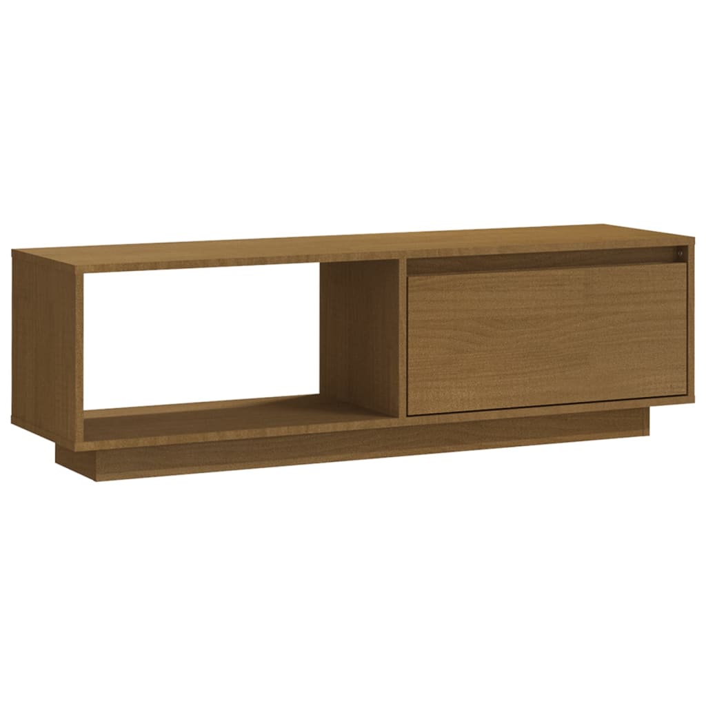 Meuble TV Marron miel 110x30x33,5 cm Bois de pin massif - XIOS