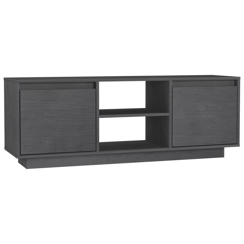 Meuble TV Gris 110x30x40 cm Bois de pin massif - XIOS