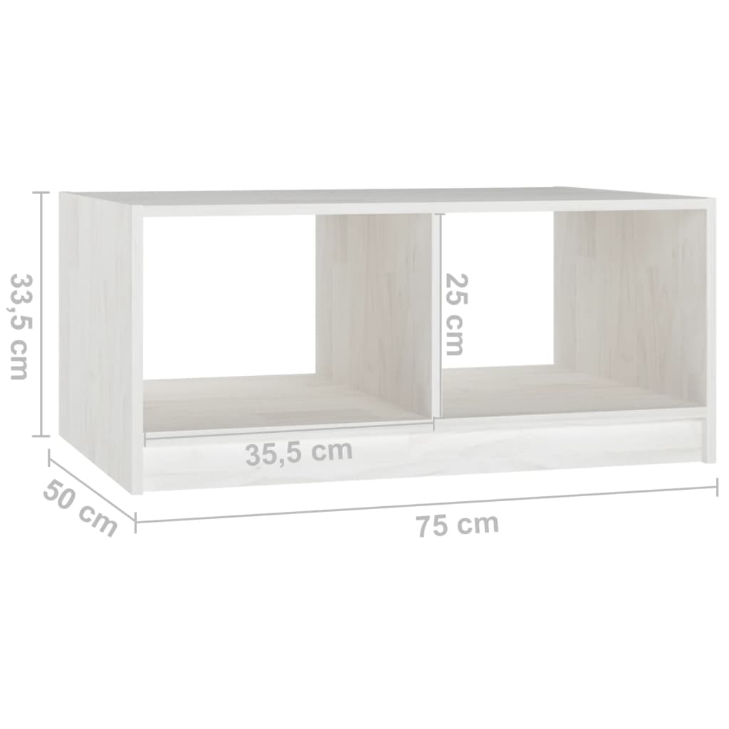 Table basse blanc 75x50x33,5 cm bois de pin massif - XIOS
