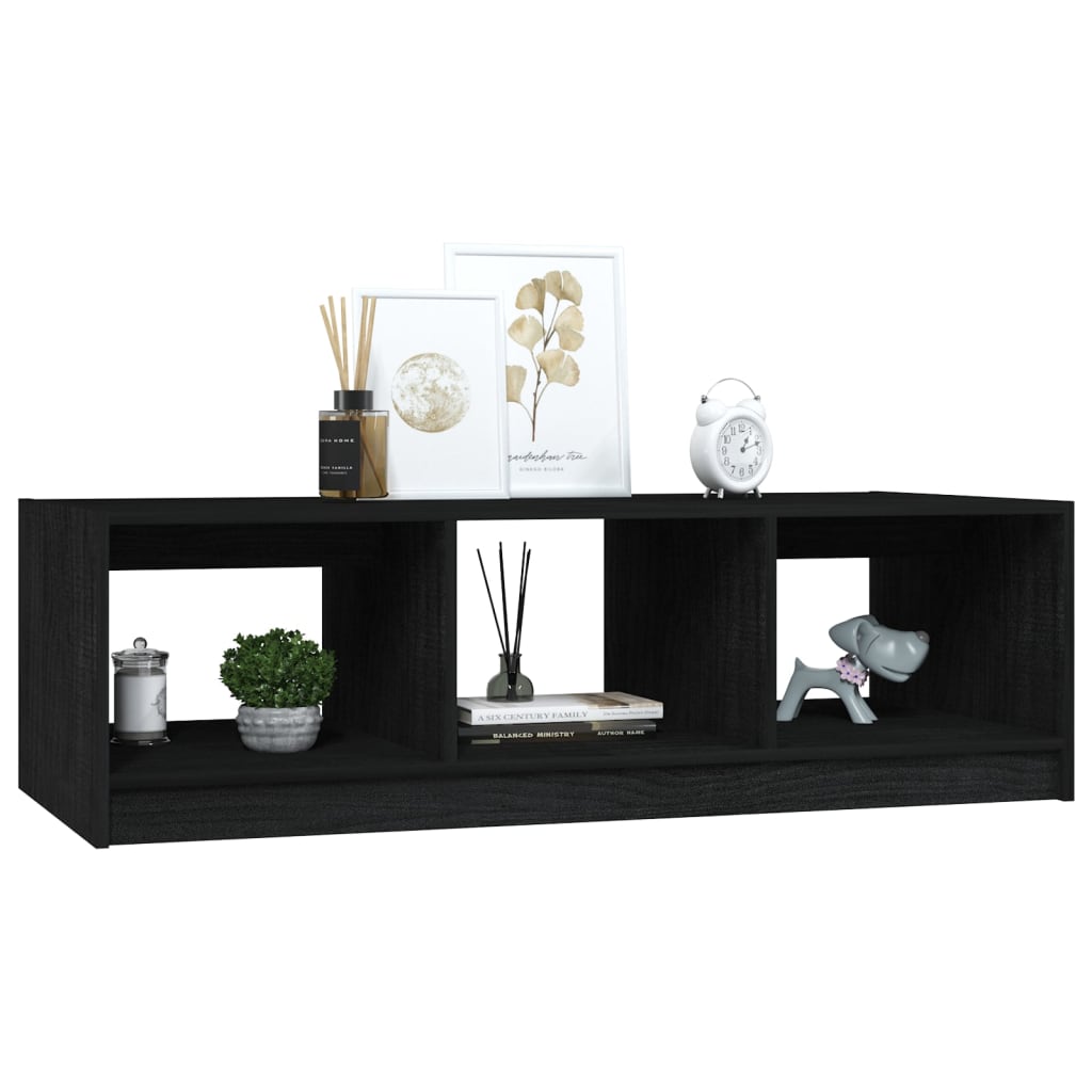 Table basse noir 110x50x34 cm bois de pin massif - XIOS