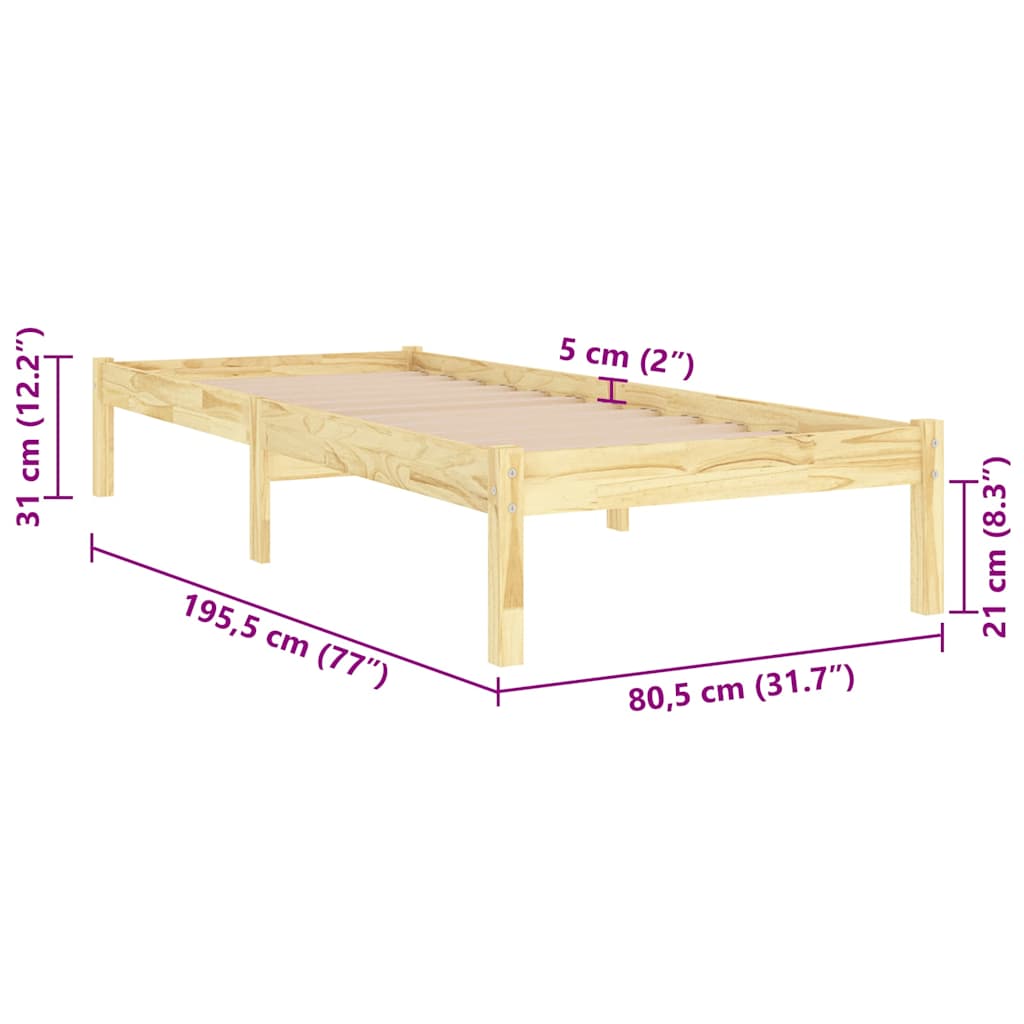 Cadre de lit sans matelas bois massif - XIOS