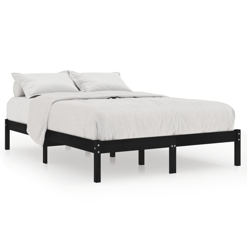 Cadre de lit sans matelas noir bois massif 140x190 cm - XIOS