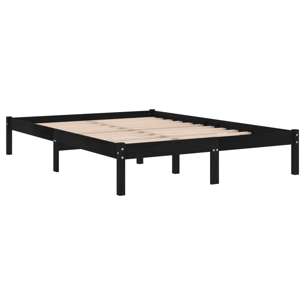 Cadre de lit sans matelas noir bois massif 140x190 cm - XIOS