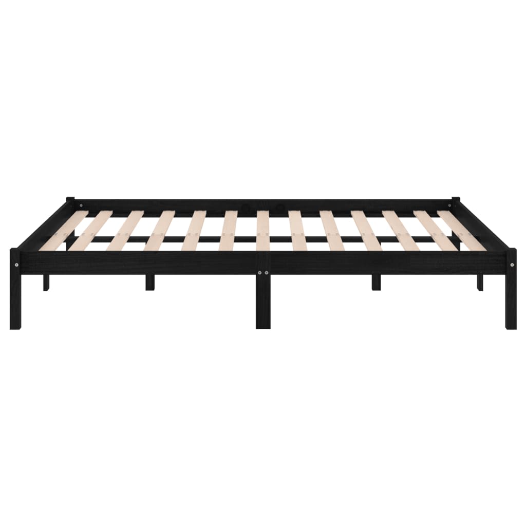 Cadre de lit sans matelas noir bois massif 140x190 cm - XIOS