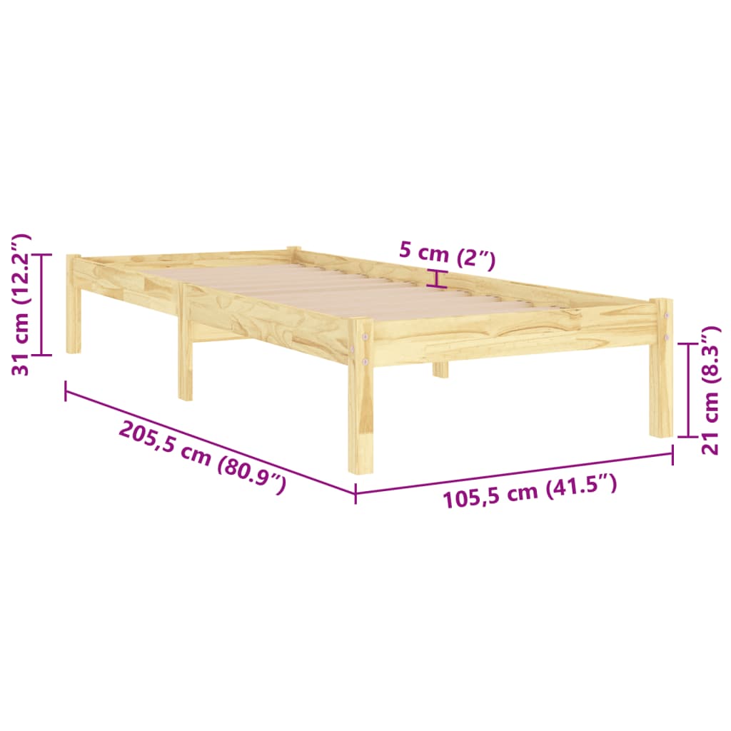 Cadre de lit sans matelas bois massif 100x200 cm - XIOS
