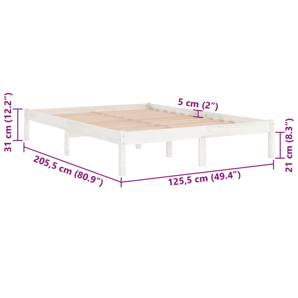 Cadre de lit sans matelas blanc bois massif 120x200 cm - XIOS