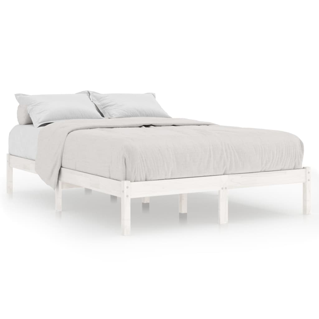 Cadre de lit sans matelas blanc bois massif 140x200 cm - XIOS