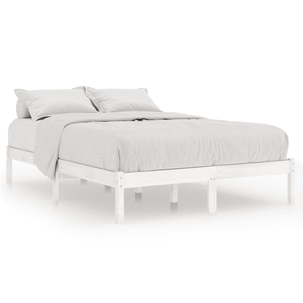 Cadre de lit sans matelas blanc bois massif 160x200 cm - XIOS